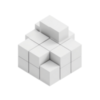 Abstract white cubic structure representing teamwork, collaboration, growth, and modern architecture. Ideal for business presentations. png