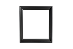 Empty black picture frame with a classic design, isolated on a transparent background. Perfect for art projects, home decor, and presentations. png