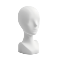 Minimalistic white mannequin head isolated on a transparent background. Perfect for showcasing headwear, accessories, or artistic projects. png
