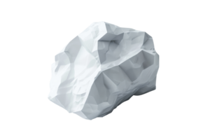Geometric low-poly illustration of a single white rock isolated on a transparent background. png