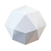 Geometric white polyhedron with sharp edges on a plain background. Modern minimalist design element for art and architecture enthusiasts. png