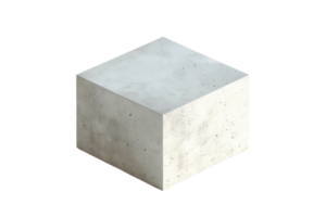 High-quality image of a concrete cube isolated on transparent background. Perfect for architecture, construction, and design projects. png