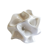 Intricate white abstract sculpture with smooth flowing curves and holes, showcasing modern artistic design and creativity. png