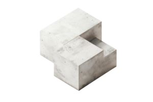 Minimalist concrete block sculpture with geometric design, isolated on transparent background. Contemporary and industrial art piece. png