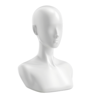 Minimalistic white mannequin bust on blank background, ideal for design, art, and fashion displays or presentations. png