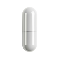 A high-quality image of a single white capsule pill, isolated on a transparent background. perfect for pharmaceutical and medical use. png