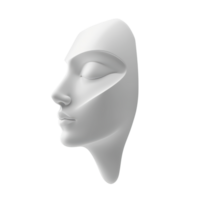 Abstract white sculpture of a serene face with a smooth and minimalist design, evoking a sense of calm and tranquility. png
