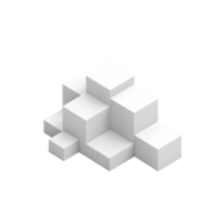 3D white geometric cube structure with various sizes isolated on a plain background, showcasing modern minimalistic design. png
