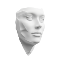 Abstract white sculpted face isolated on a transparent background. showcasing unique geometric and smooth features. png