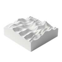 3D white geometric terrain model with smooth, abstract waves, perfect for design, 3D printing, and architectural visualization purposes. png