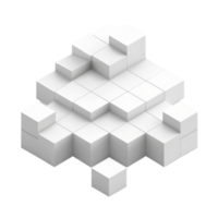 3D geometric cube pyramid structure in white isolated on a transparent background. abstract design concept, modern minimalist art. png