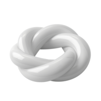 3D rendering of a glossy white twisted knot, isolated on transparent background. Abstract geometric shape, modern decorative object. png