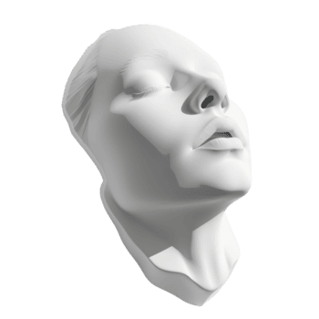 resumen 3d representación de un humano cabeza escultura, exhibiendo calma y serenidad, ideal para artístico y diseño proyectos png