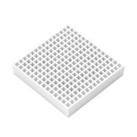 A square white grid object with multiple evenly spaced holes, isolated on a transparent background. perfect for design and pattern concepts. png
