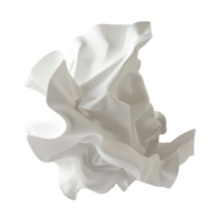 Abstract close-up of white fabric with dynamic folds, creating a flowing and organic shape, isolated against a clean background. png