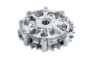 High-precision mechanical gear component, metallic engineering part, isolated on transparent background. used in machinery and manufacturing. png