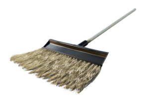 Close-up of a traditional straw broom with a long handle, perfect for cleaning and sweeping. Isolated on transparent background. png