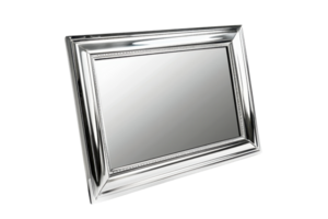 elegante rectangular espejo con un pulcro metálico marco, Perfecto para hogar decoración o interior diseño proyectos, aislado en un transparente antecedentes. png