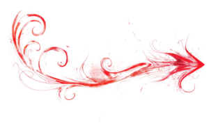 Abstract red arrow with floral elements and swirls on black background, perfect for creative design and decoration projects. png