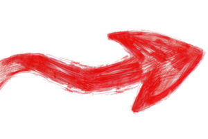 Hand-drawn red arrow on a transparent background. Perfect for web design, presentations, or various creative projects needing directional emphasis. png