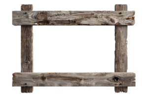 Rustic wooden frame with a weathered look, ideal for adding a touch of vintage charm to home decor or craft projects. png