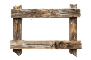 Rustic wooden frame with weathered texture, ideal for adding a vintage touch to any photo or artwork. png