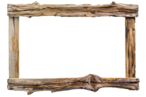 Rustic wooden frame with natural texture, perfect for art, photography, or home decor projects. Empty space in the middle for customization. png