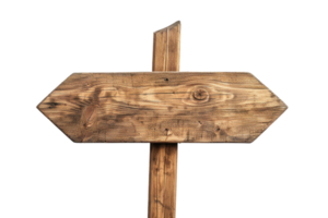Rustic wooden signpost with an arrow pointing to the left. Perfect for navigation themes, wilderness paths, and rustic design projects. png