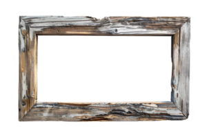 Rustic wooden picture frame with distressed finish, perfect for displaying art, photos, and DIY projects. Versatile for home decor and crafts. png
