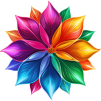 Vibrant abstract flower with colorful petals in a symmetrical design, perfect for modern art and nature-inspired projects. png