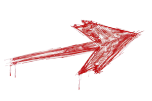 A hand-painted, red arrow pointing right on a transparent background. Great for icons, illustrations, and design elements. png