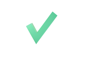 Green check mark on transparent background. symbolizing approval, success, or completion in a minimalistic design. png