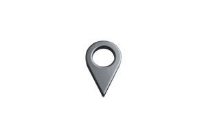 Black location pin icon on a transparent background, commonly used for marking locations, maps, and navigation in digital applications. png