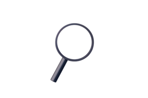 High quality image of a magnifying glass icon, isolated on a transparent background, perfect for search and analysis concept designs. png