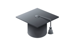Black graduation cap with tassel symbolizing academic achievement and success, perfect for educational themes and graduation-related projects. png