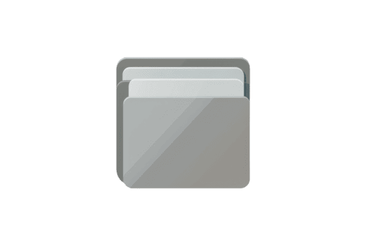 Illustration of a grey folder icon with a minimalist design, representing digital organization and document management on a transparent background. png