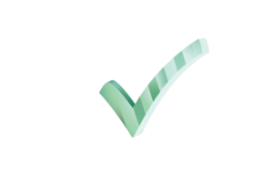Green check mark symbol on a transparent background, representing validation, approval, or completion in business and digital interfaces. png