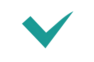 Teal checkmark symbol over transparent background. representing approval, success, or agreement in a minimalist design. png