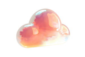 Digitally rendered, colorful cloud with soft, glossy texture. Perfect for creative, abstract, and imaginative design projects. png