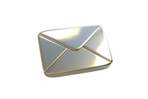 Shiny metallic envelope icon isolated on transparent background. perfect for communication or email-related themes, modern and elegant design. png