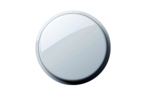 Sleek white round button with a smooth surface and subtle shadows, perfect for interface design, web elements, or user interface elements. png