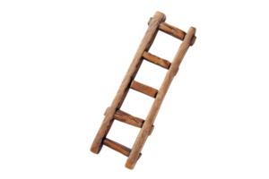 Wooden ladder isolated on transparent background. Useful for construction, climbing, and home improvement projects. png