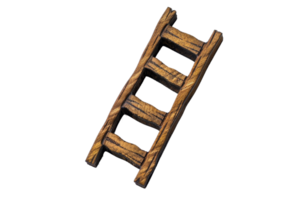 Wooden ladder with four rungs isolated on transparent background. representing simplicity and rustic craftsmanship. png