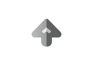 Minimalistic metallic arrow icon pointing upward, ideal for website navigation, user interface elements, or mobile app design. png