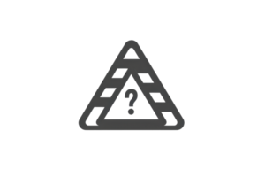 A triangular warning sign with a question mark in the center, symbolizing caution or uncertainty. Ideal for safety, alert, or caution-themed designs. png