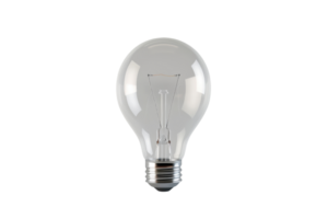 Clear light bulb isolated on transparent background. symbolizing innovation, creativity, and ideas in a simple yet powerful visual representation. png