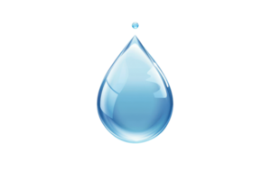 High-quality illustration of a single blue water drop isolated on transparent background. representing purity, freshness, and nature. png