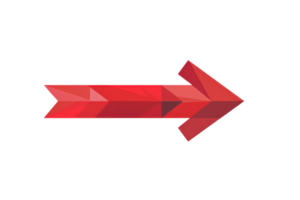 Red geometric arrow pointing to the right, isolated on transparent background. Ideal for direction, navigation, and design concepts. png