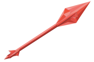 Minimalistic red arrow in low-poly design isolated on transparent background. symbolizing direction and movement in modern digital graphics. png