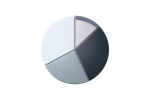 3D pie chart in dark and light shades, illustrating data distribution or business analytics for reports or presentations. png